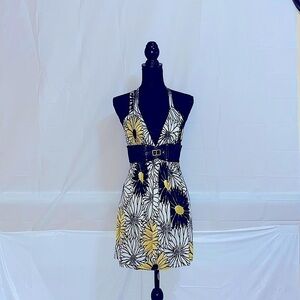 Sky 100% Silk Halter Top Cocktail Dress Size S